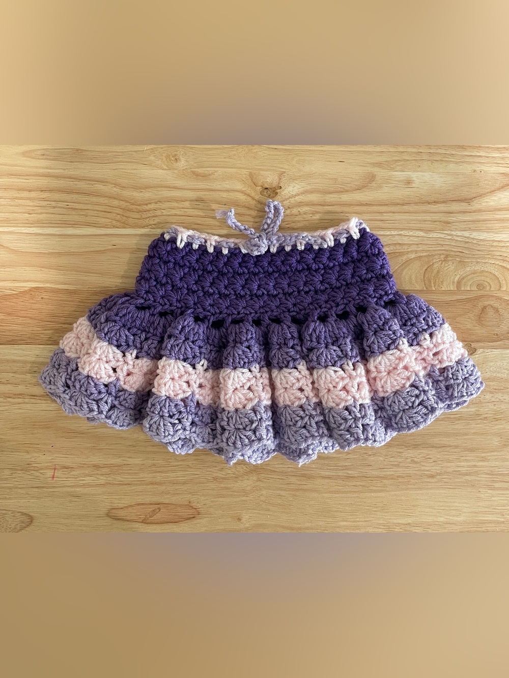 Purple and Pink Crochet Ruffled Skirt Size 0-3 months